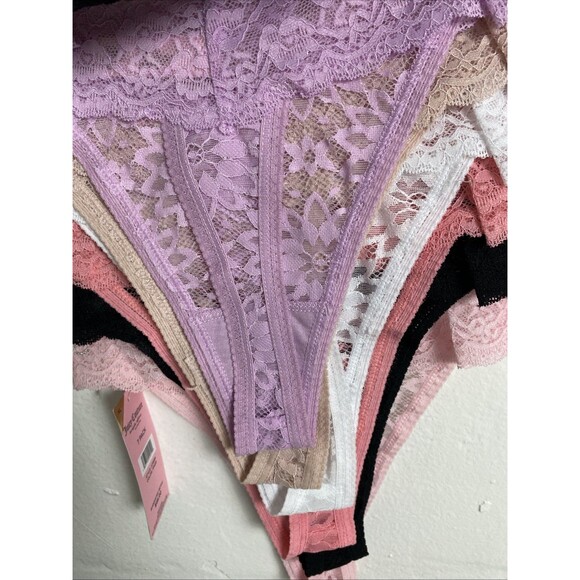 Juicy Couture Floral Lace Thong Size XL Crystal Rhinestone Trim 7 Pack Pink - Picture 10 of 12